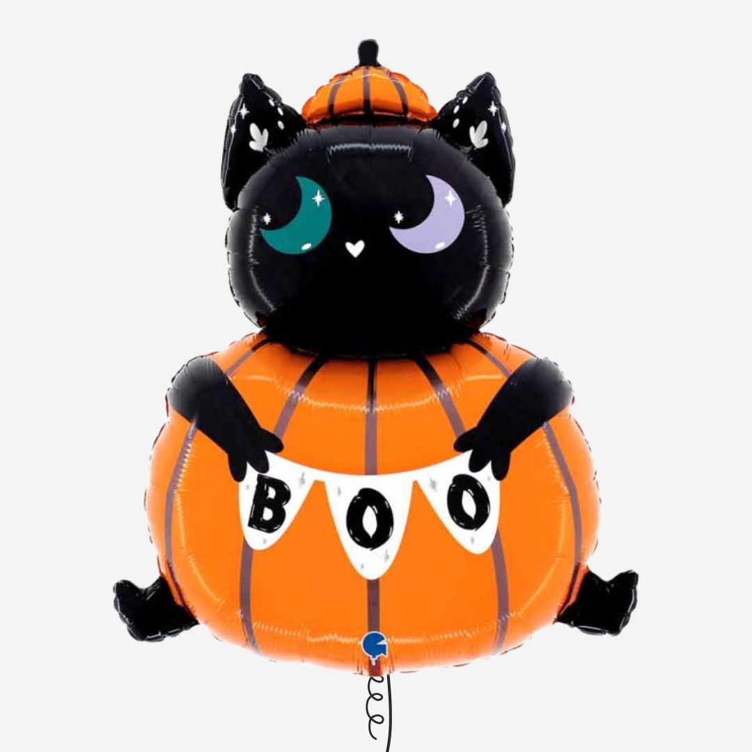 Cat in Pumpkin Inflated Foil Balloon