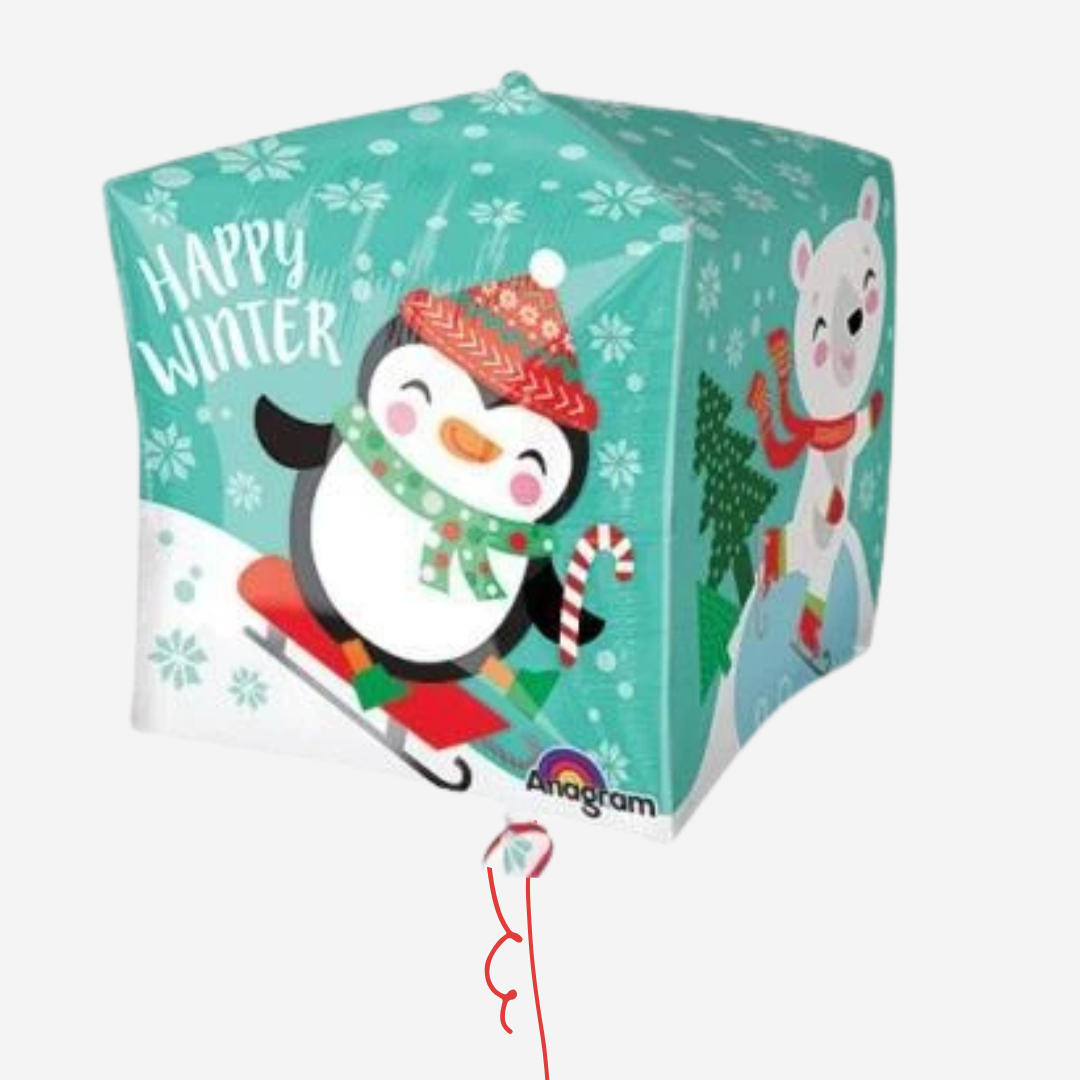 Penguin & Bear Happy Winter Cubez Inflated Balloon