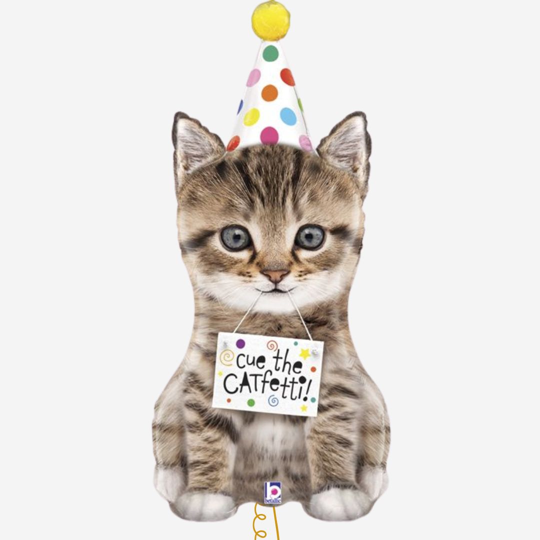 Cue the Catfetti Cat Inflated Foil Balloon