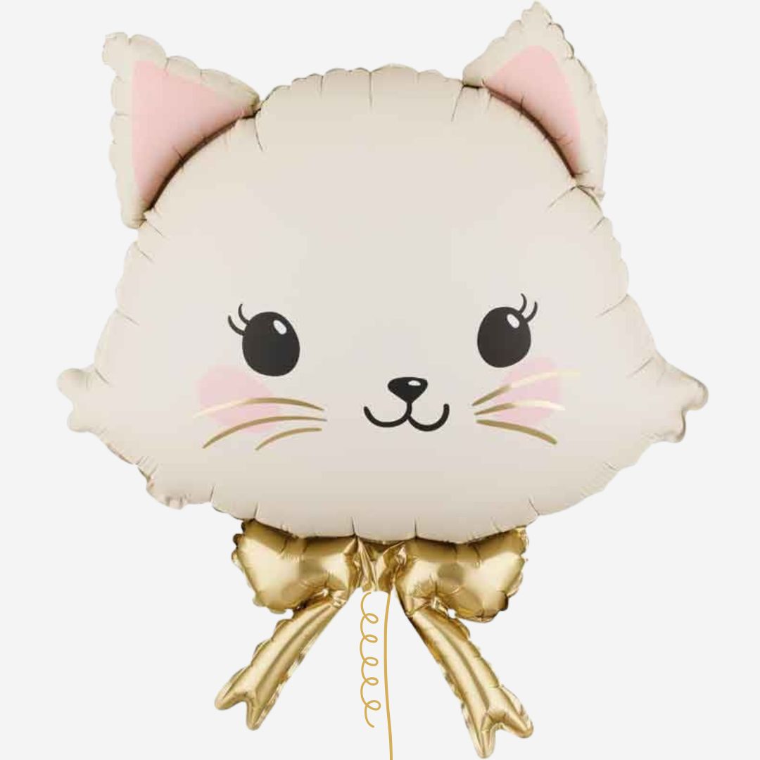 Cat with Bow Inflated Foil Balloon