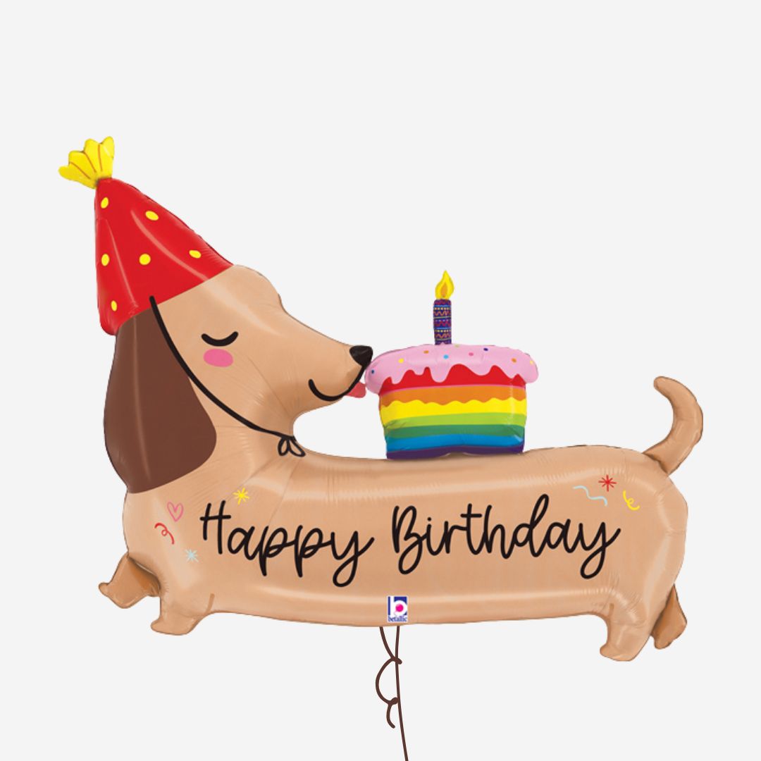 Happy Birthday Dachshund Supershape Inflated Balloon