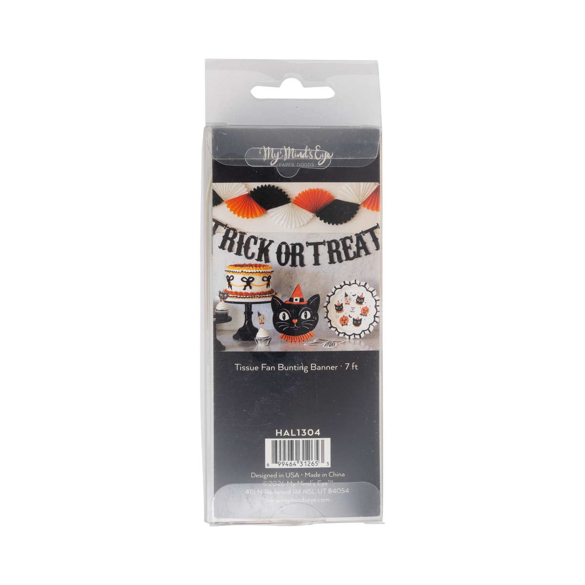 HAL1304 - Orange Black and Cream Double Bunting Tissue Banner