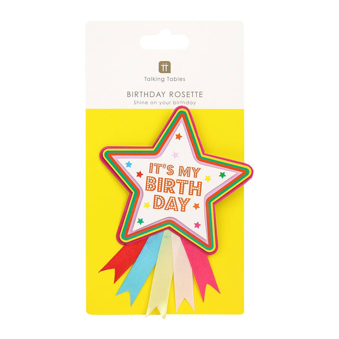 Multi Coloured Birthday Star Rosette Badge