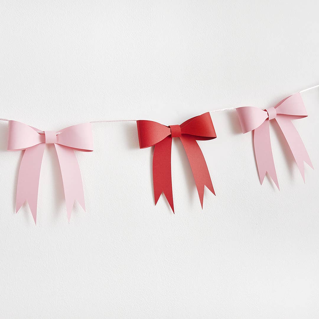 Pink & Red Bow 3D Card Garland 2.5m