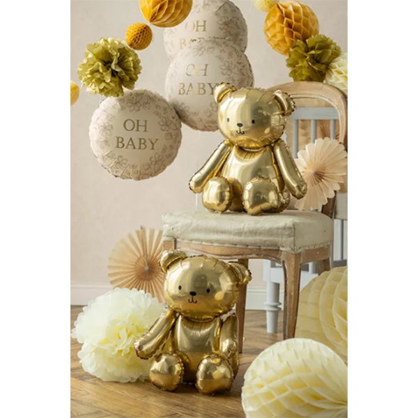 Gold Sitting Teddy Bear 16" Inflated Foil Balloon