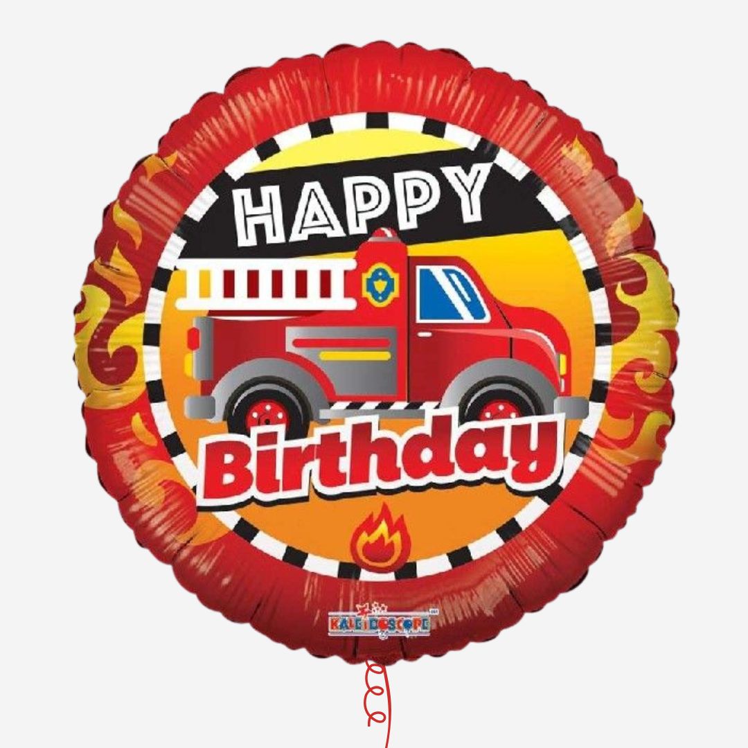 Firetruck Happy Birthday Inflated Birthday Foil Balloon