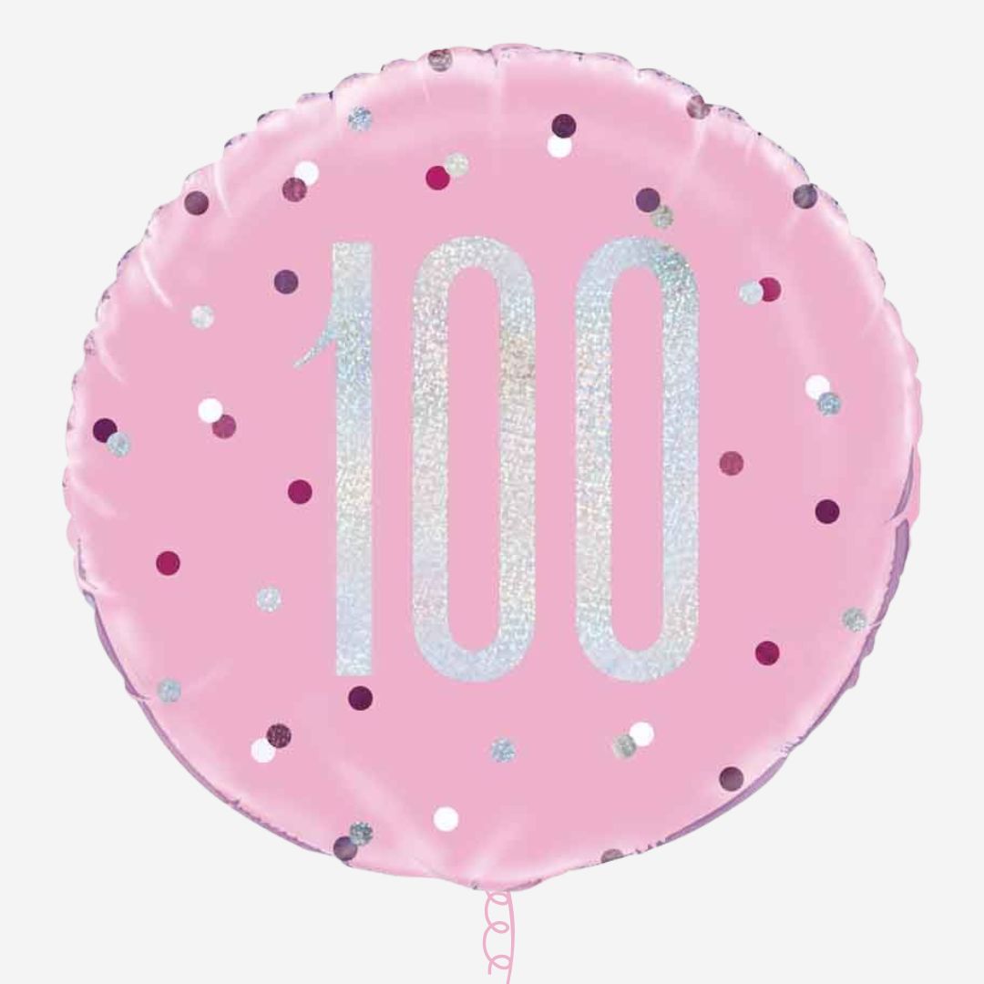 Glitz Pink Happy 100th Inflated Birthday Foil Balloon