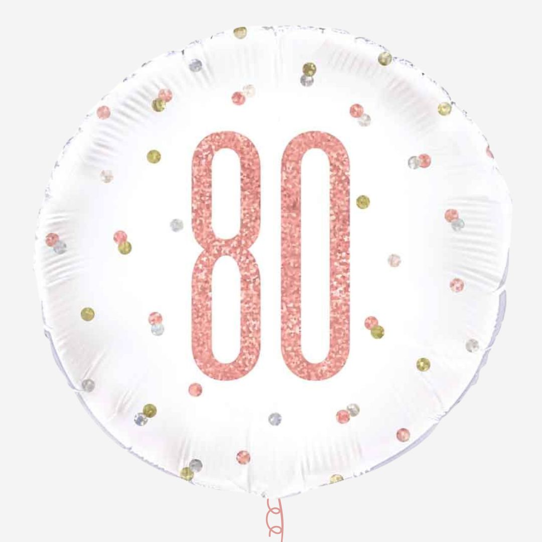 Rose Gold Glitz Happy 80th Inflated Birthday Foil Balloon