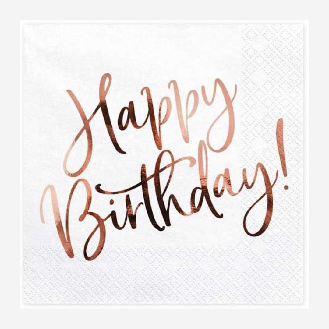 Rose Gold foiled Happy Birthday Napkin