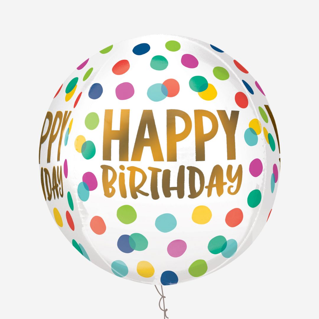 Happy Birthday Dots Orbz Inflated Foil Balloon