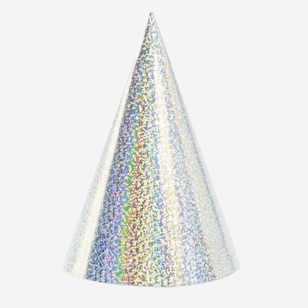 Silver Holographic Party Hats
