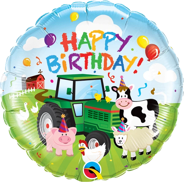 Happy Birthday Tractor Barnyard Foil Balloon