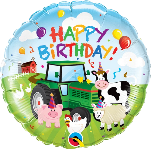 Happy Birthday Tractor Barnyard Foil Balloon