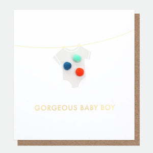 Mini Poms Beautiful New Baby Boy Card
