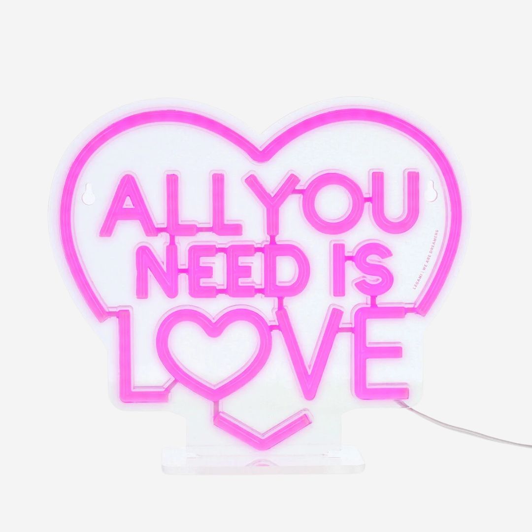 Neon Effect Led Lamp - All You Need is Love Sign - Legami