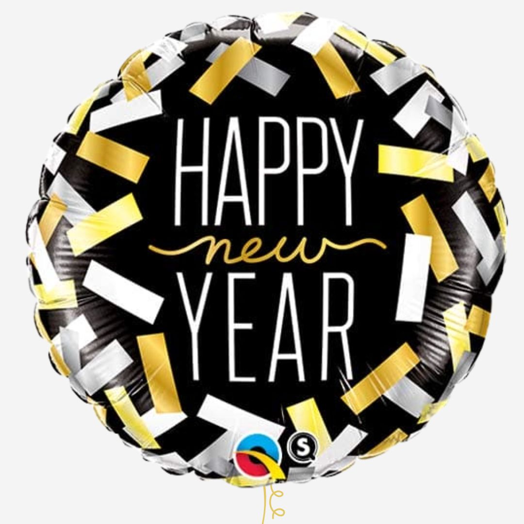 Happy New Year Confetti 18" Inflated Foil Balloon