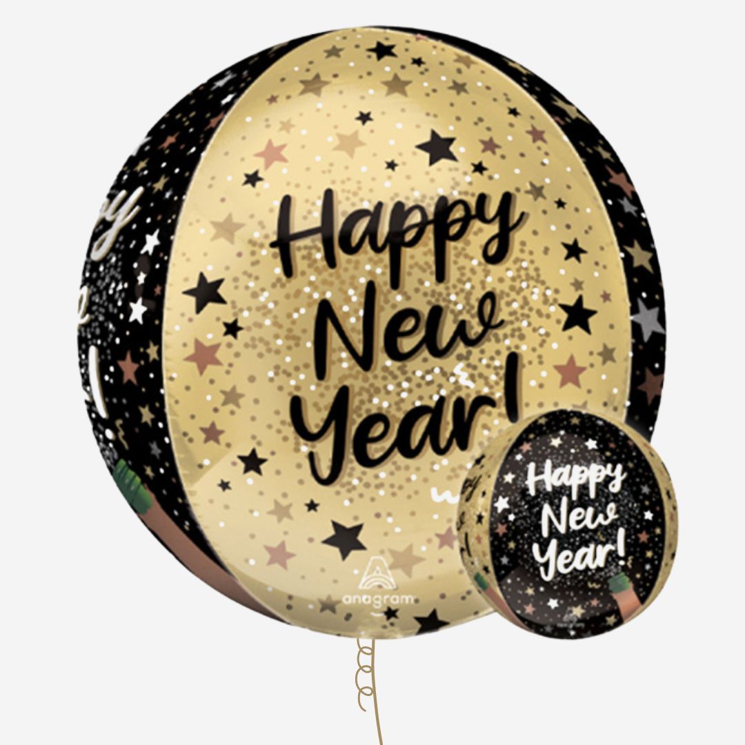 Happy New Year Sparkles Orbz Inflated Foil Balloon