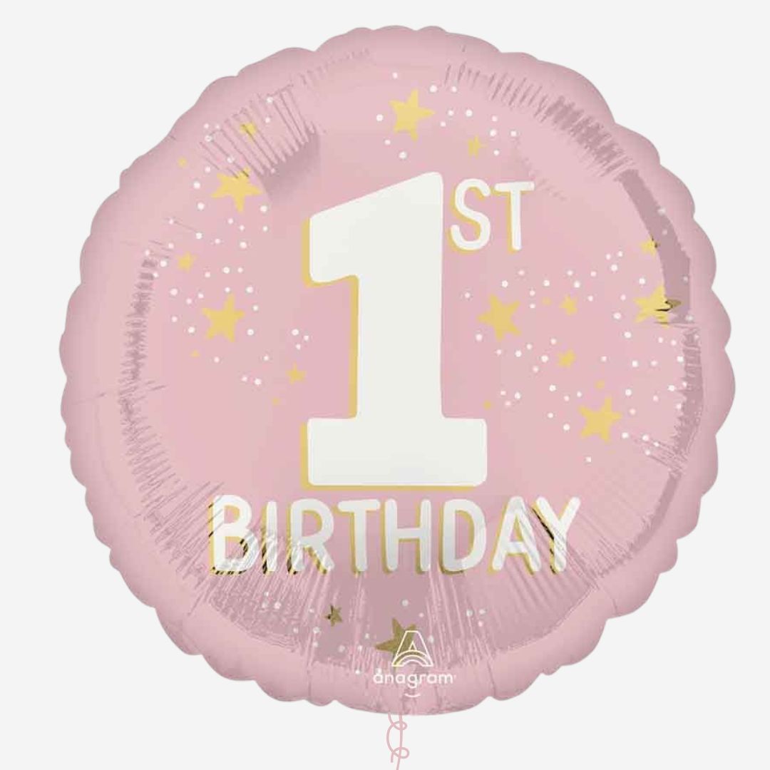 18" Pink 1st Birthday Inflated Foil Balloon