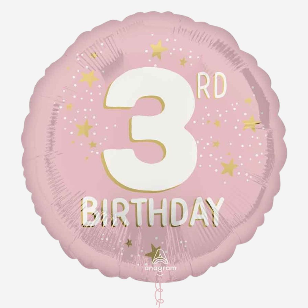 18" Pink 3rd Birthday Inflated Foil Balloon