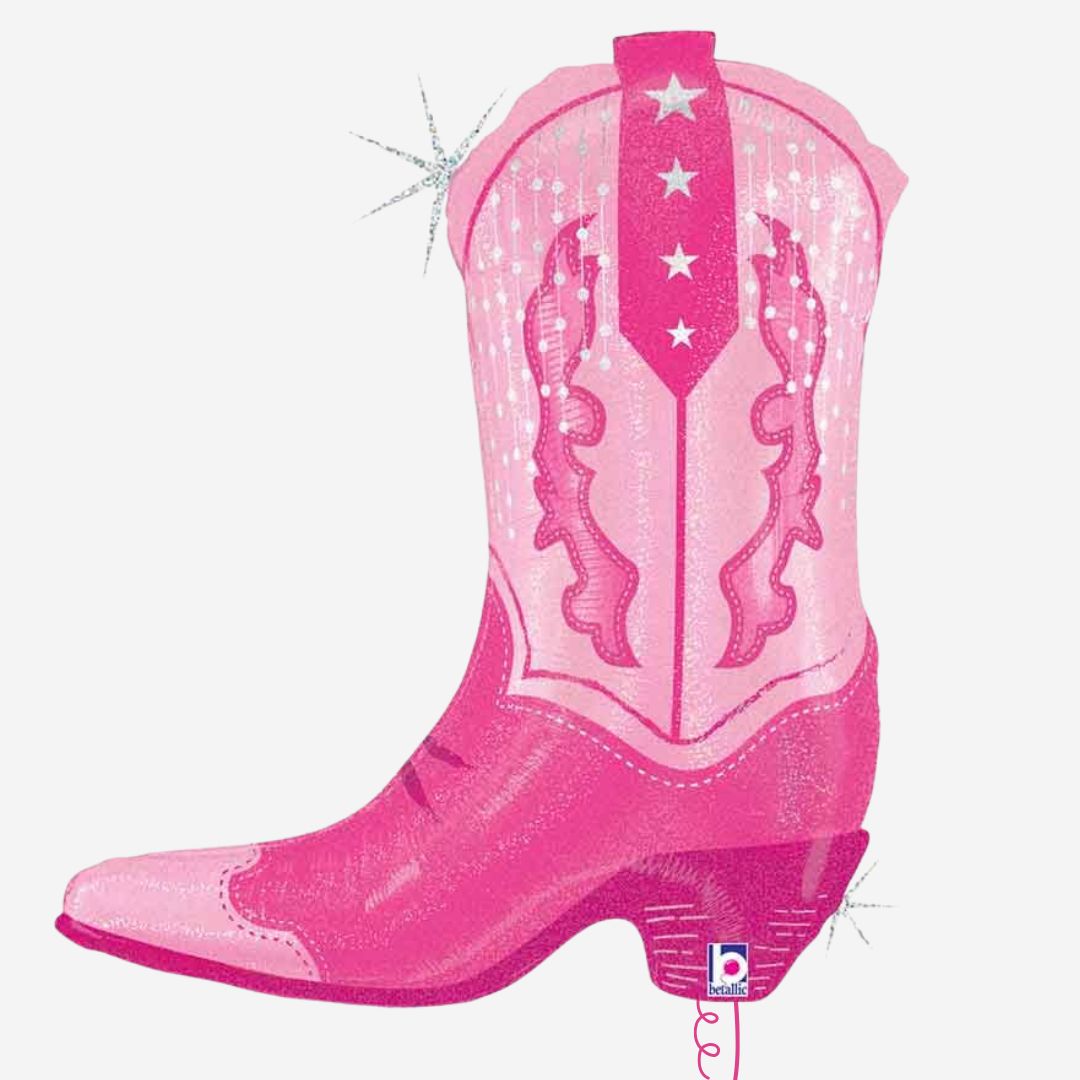 Pink Cowgirl Boots Inflated Foil Balloon
