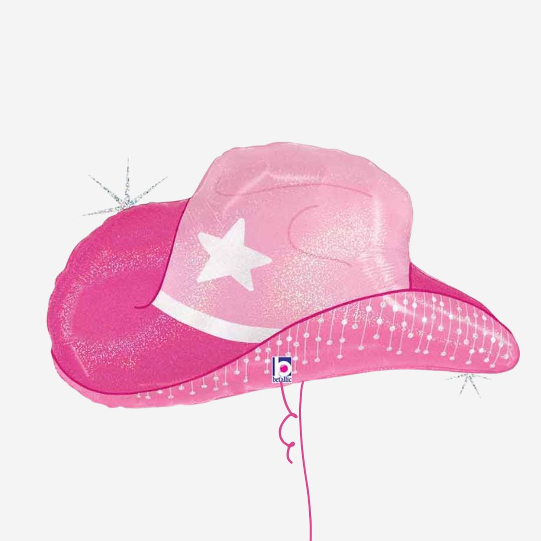 Pink Cowgirl Hat Inflated Foil Balloon
