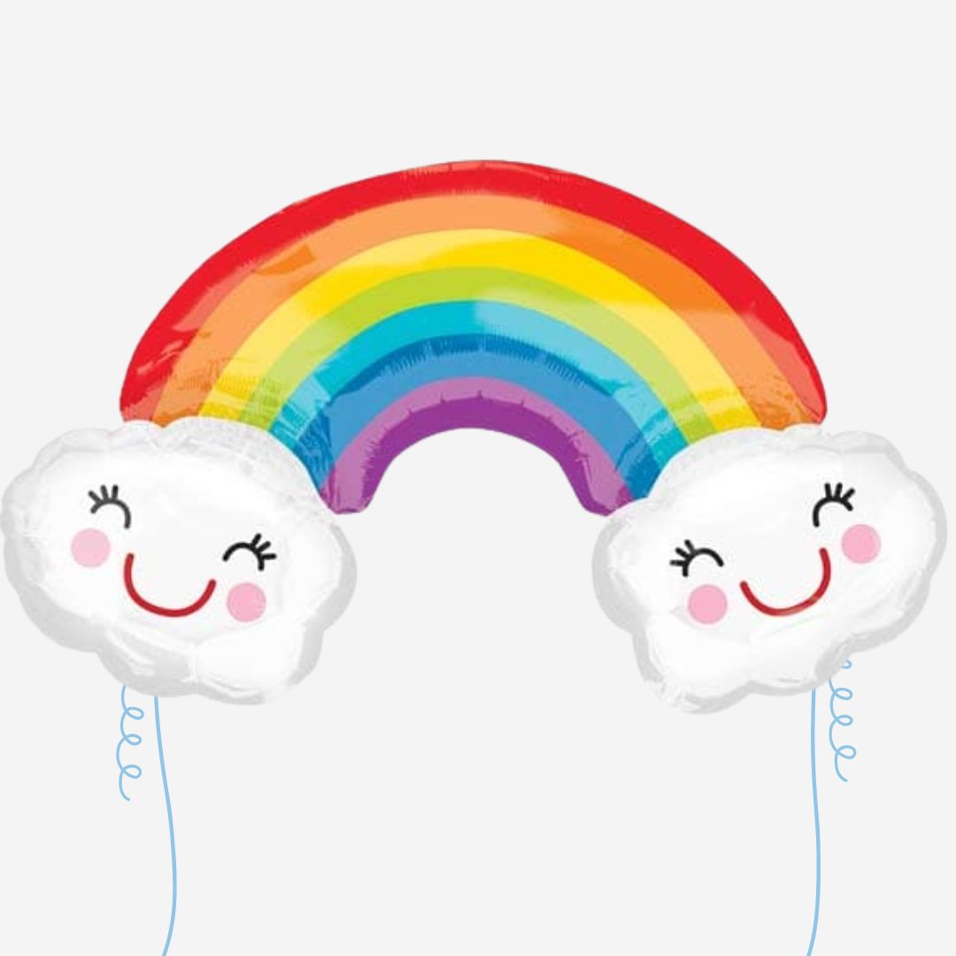 Rainbow with Clouds Inflated Foil Balloon