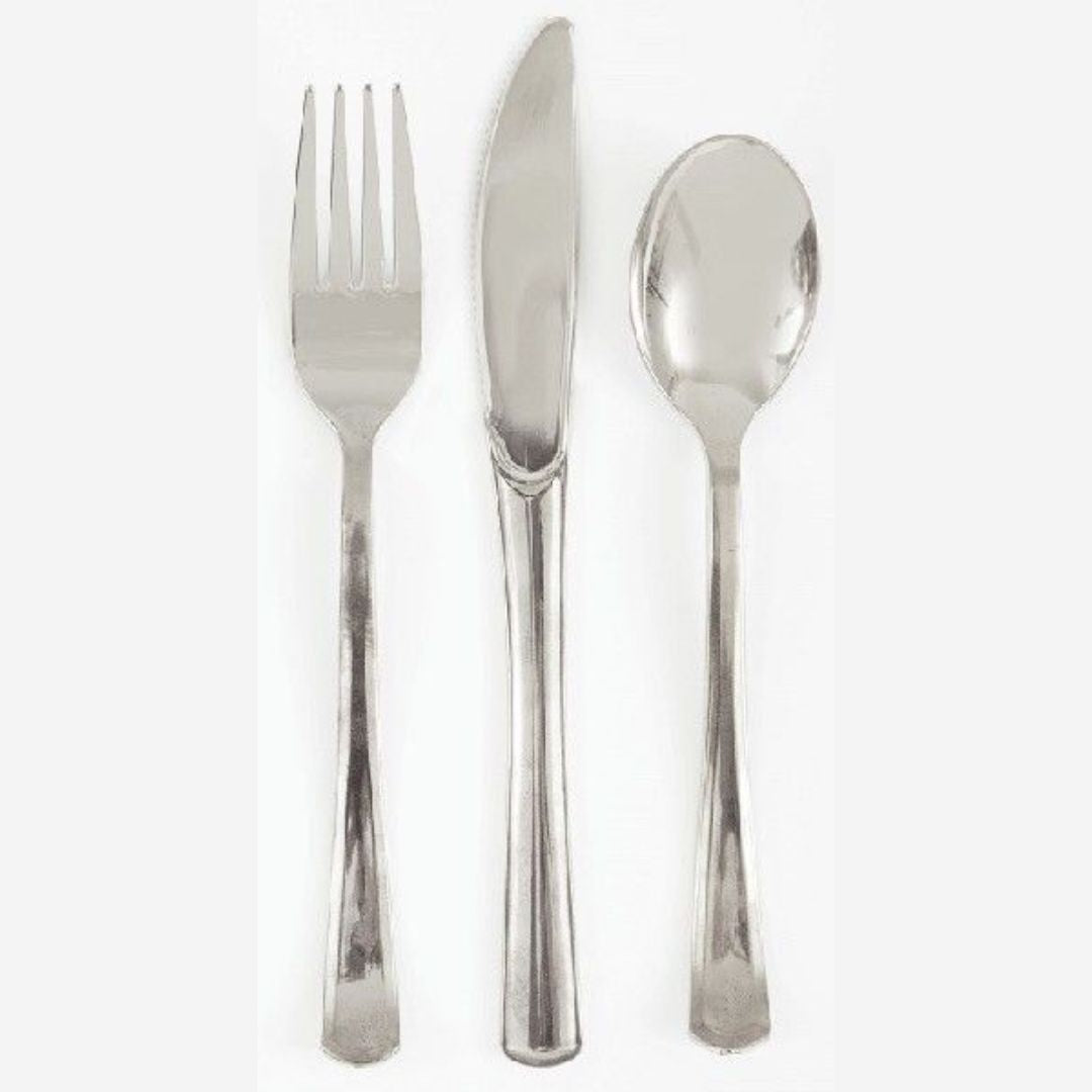 Luxury Reusable Silver Plastic Cutlery