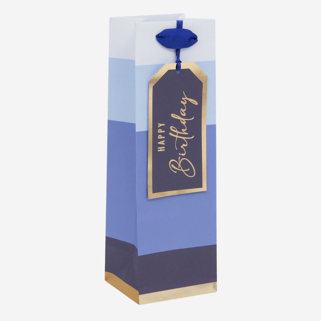 Happy Birthday Stripe Bottle Gift Bag
