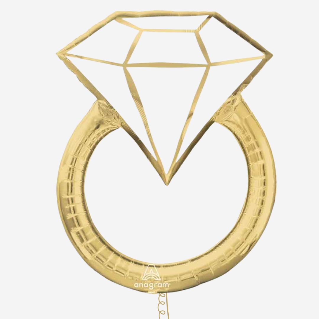 White Gold Engagement Ring Inflated Foil Balloon