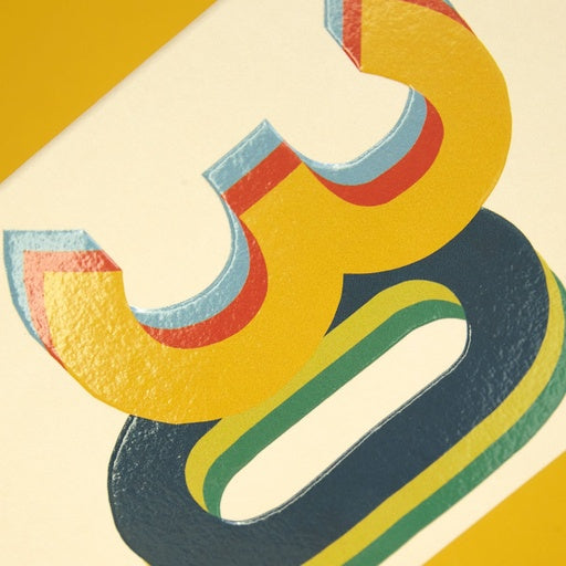 3D colourful age 30 Birthday Card