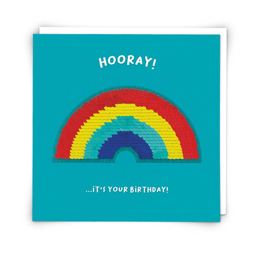 Rainbow Greetings Card with Reusable Reversible Sequin Patch