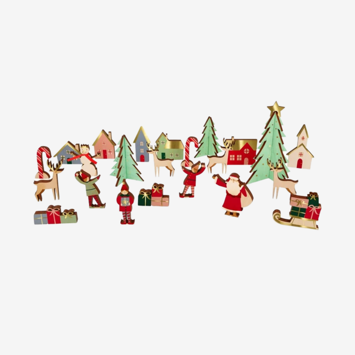 Festive Village Wooden Advent Calendar by Meri Meri