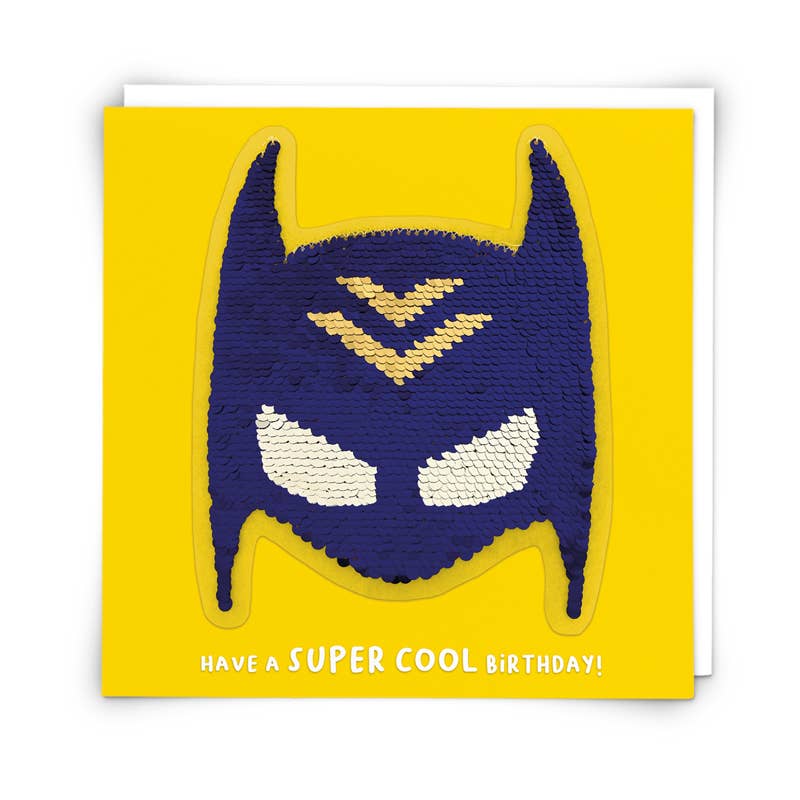 Superhero Greetings Card with Reusable Reversible Sequin