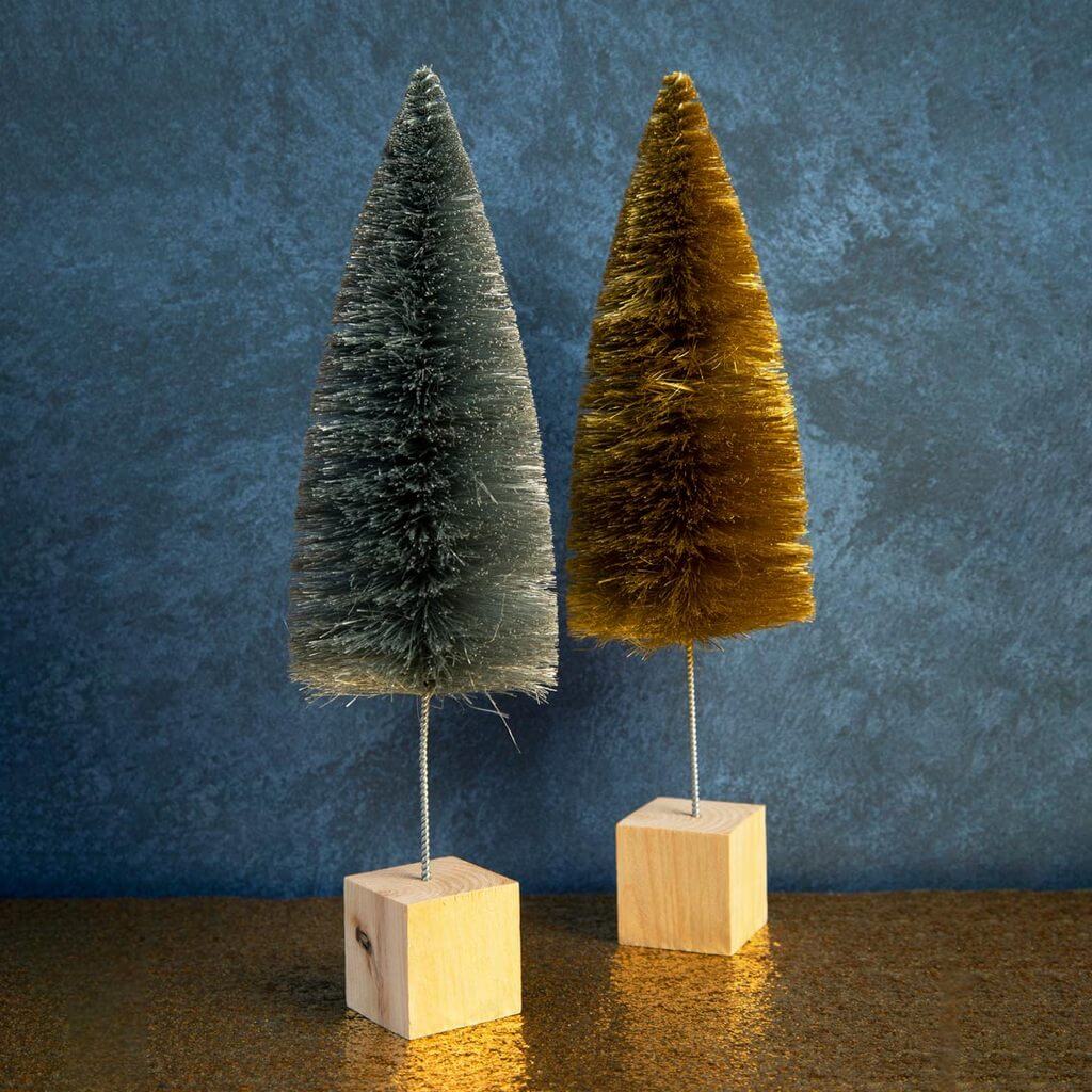 Silver and Gold Bottle Brush Christmas Tree Decorations