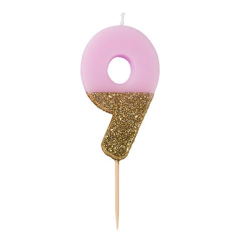 Pink Glitter Number Candles