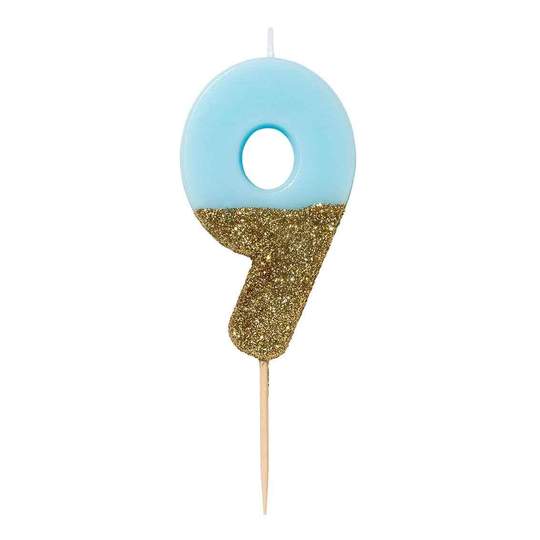 Blue Glitter Number Candles
