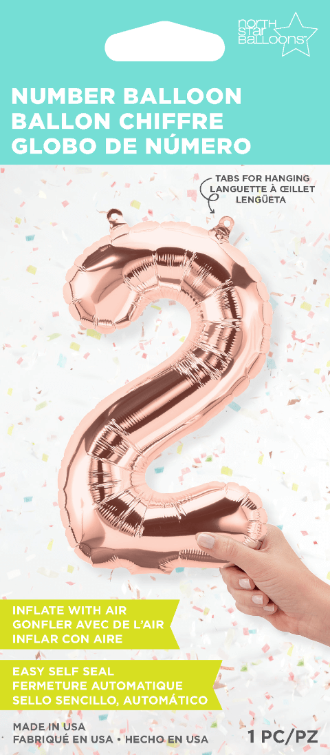 Air Filled 16" Rose Gold Number Balloons