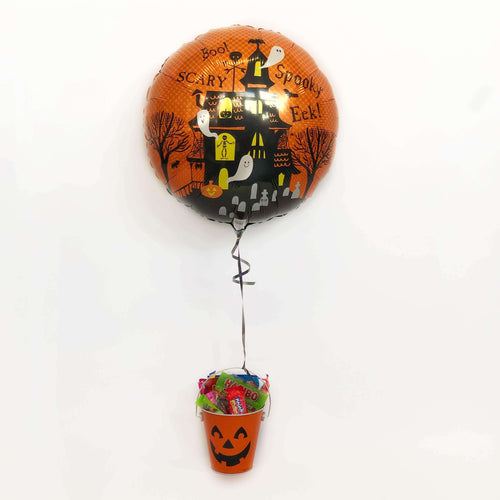 Halloween Balloon with Small Bucket of Sweets
