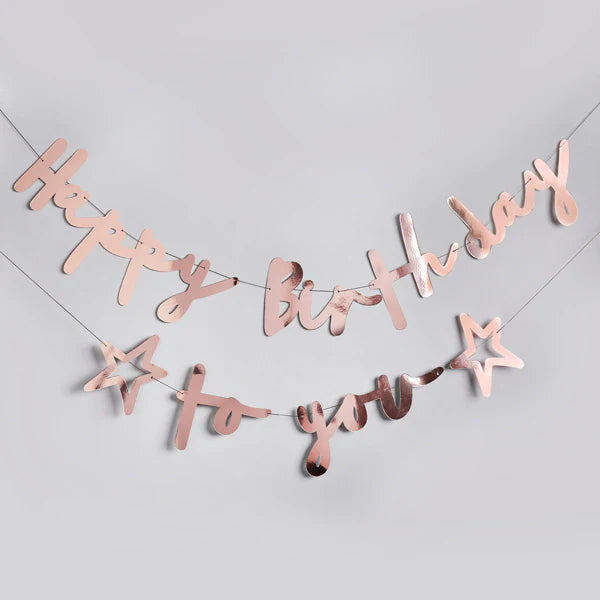 Rose Gold Happy Birthday To You Banner