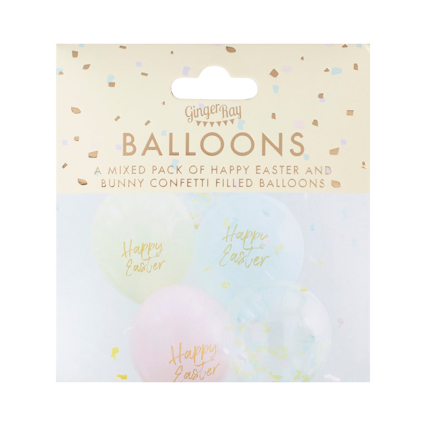 Happy Easter Confetti & Pastel Balloons