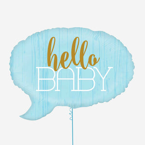 Hello Baby Speech Balloon Shaped Blue Foil Balloon