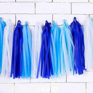 Mix of Blue, Purple and White Tassel Garland