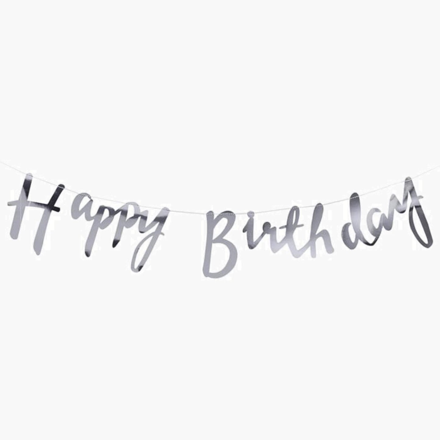 Silver Happy Birthday Banner