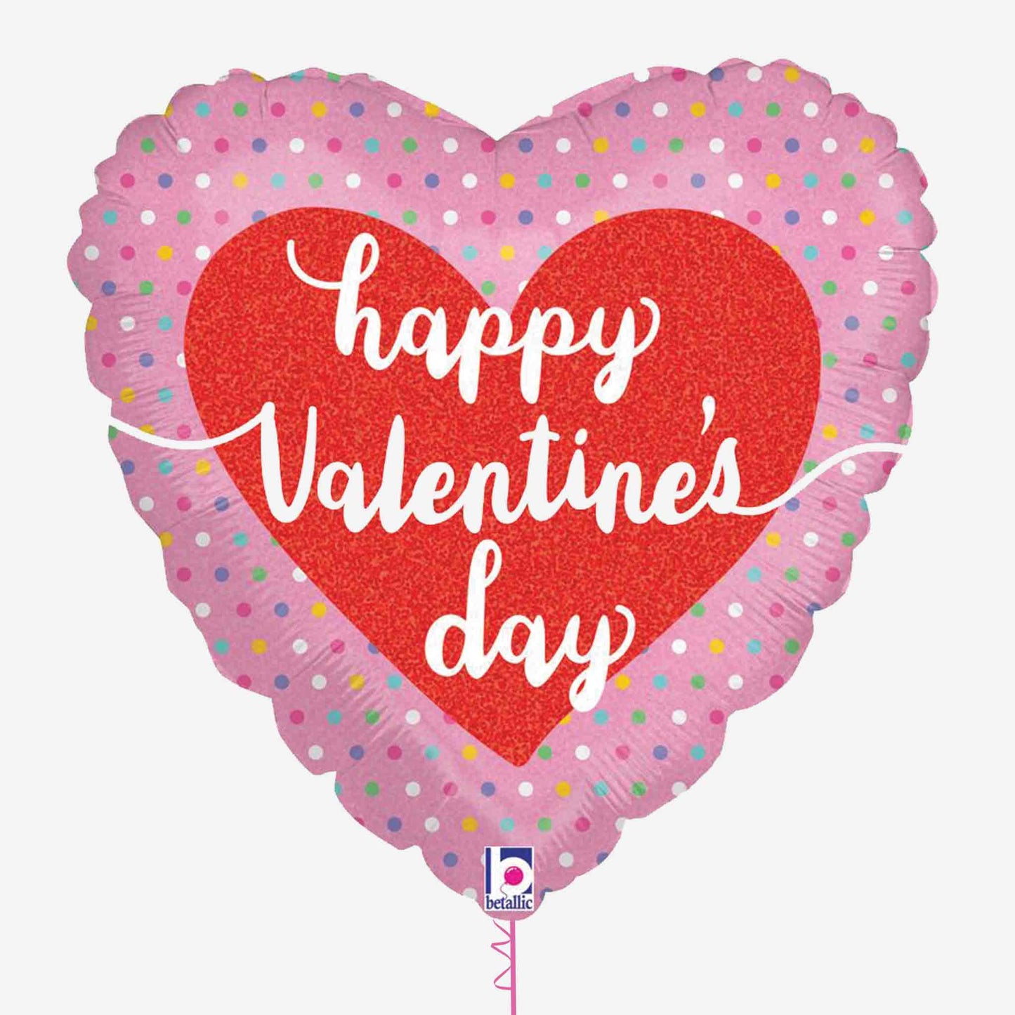 Pastel Dots Valentine Holographic Inflated Foil Balloon