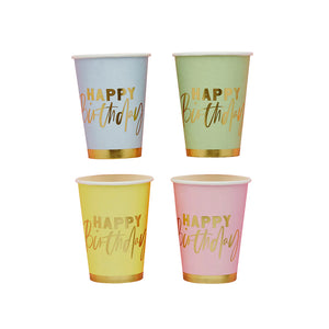 Pastel Happy Birthday Cups