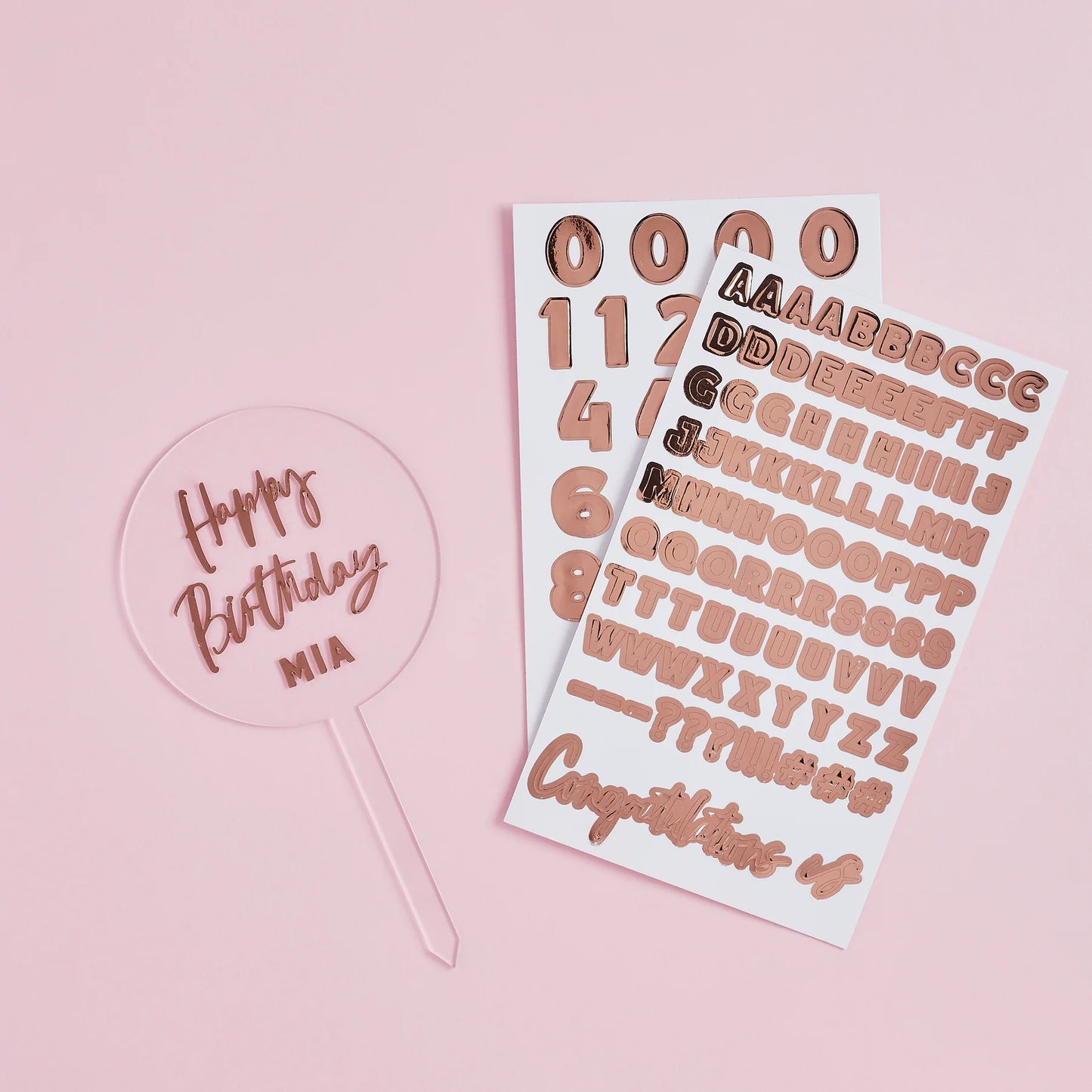 Personalised Name and Age Rose Gold Cake Topper