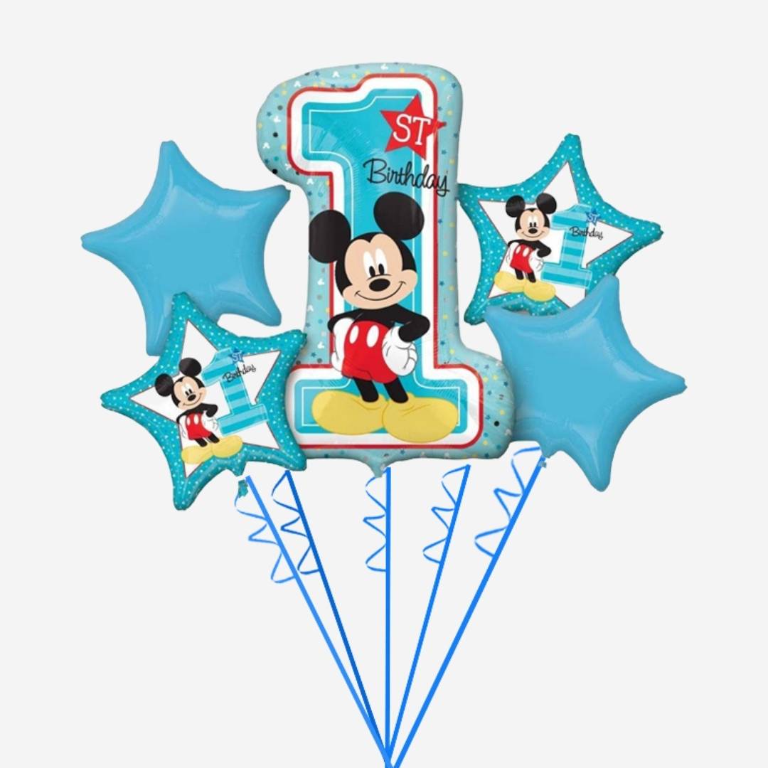 Mickey Mouse 1st Birthday Inflated Bouquet Foil Balloons
