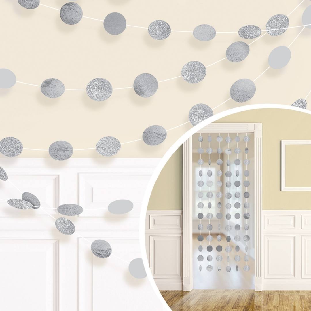 Silver Glitter String Dot Garland