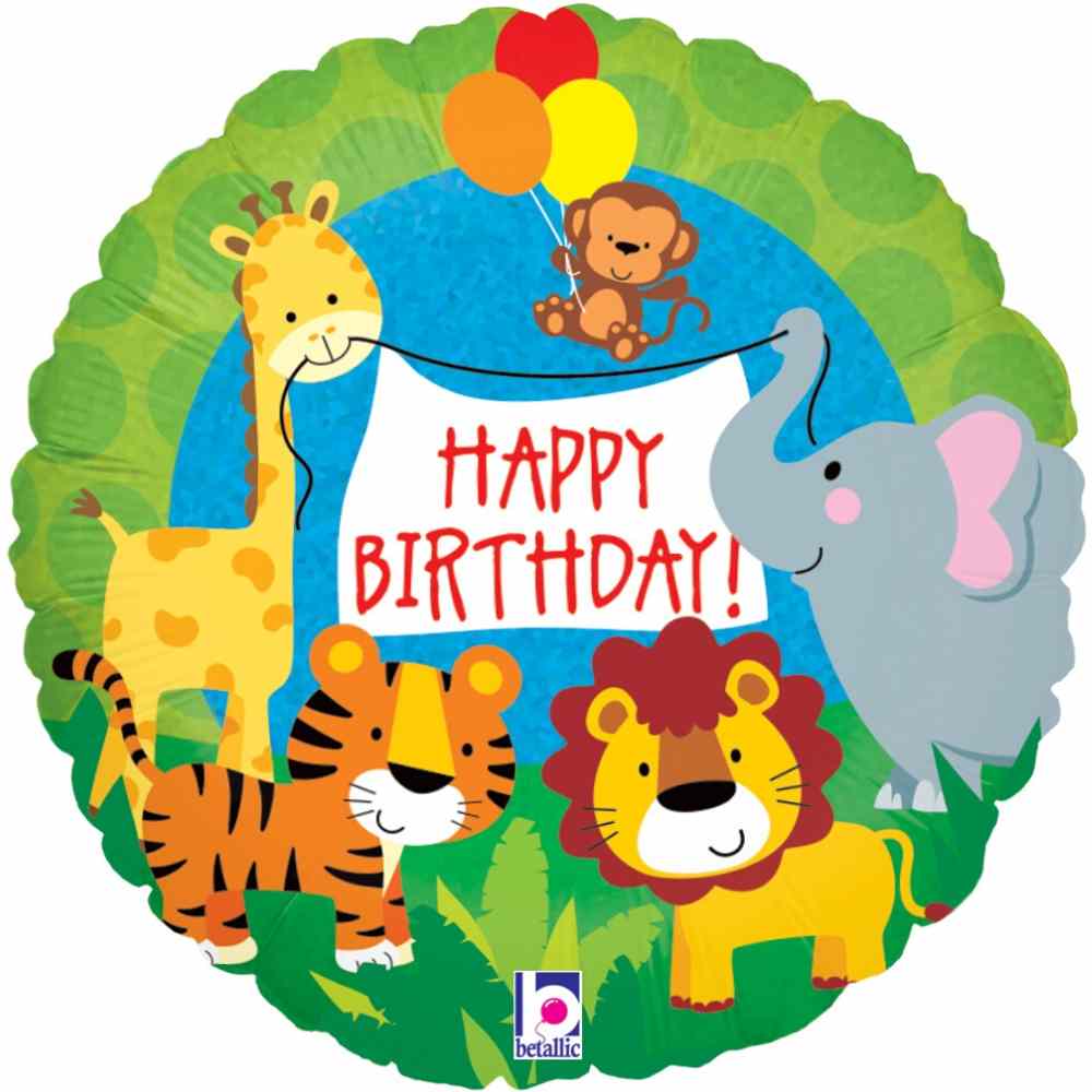 Jungle Animals Inflated Foil Birthday Balloon