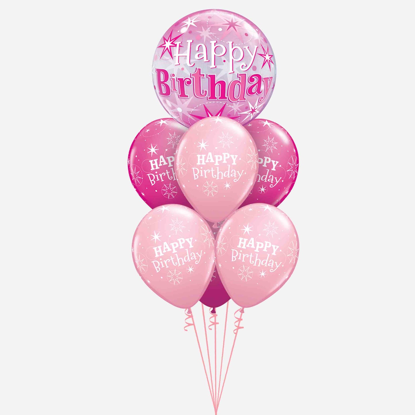 Pink Bubble Birthday Inflated Balloon Bouquet